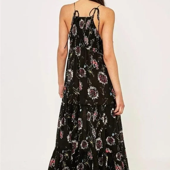 Intimately Free People Garden Party Maxi Dress XS Black Floral Smocked - Picture 3 of 6